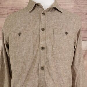 SITKA Shirt Mens M Beige Brown Long Sleeve Button-Up Hemp Blend Polyester